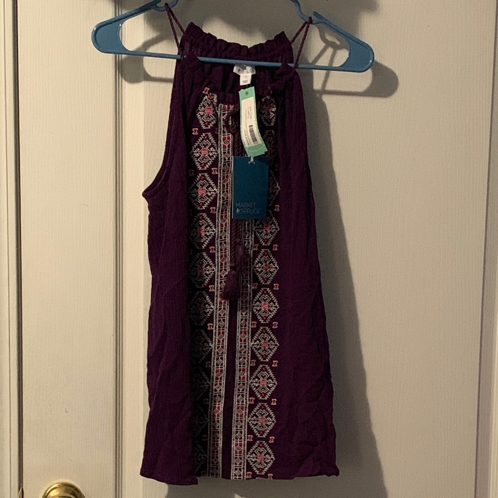 Market & Spruce Purple Geometric Blouse